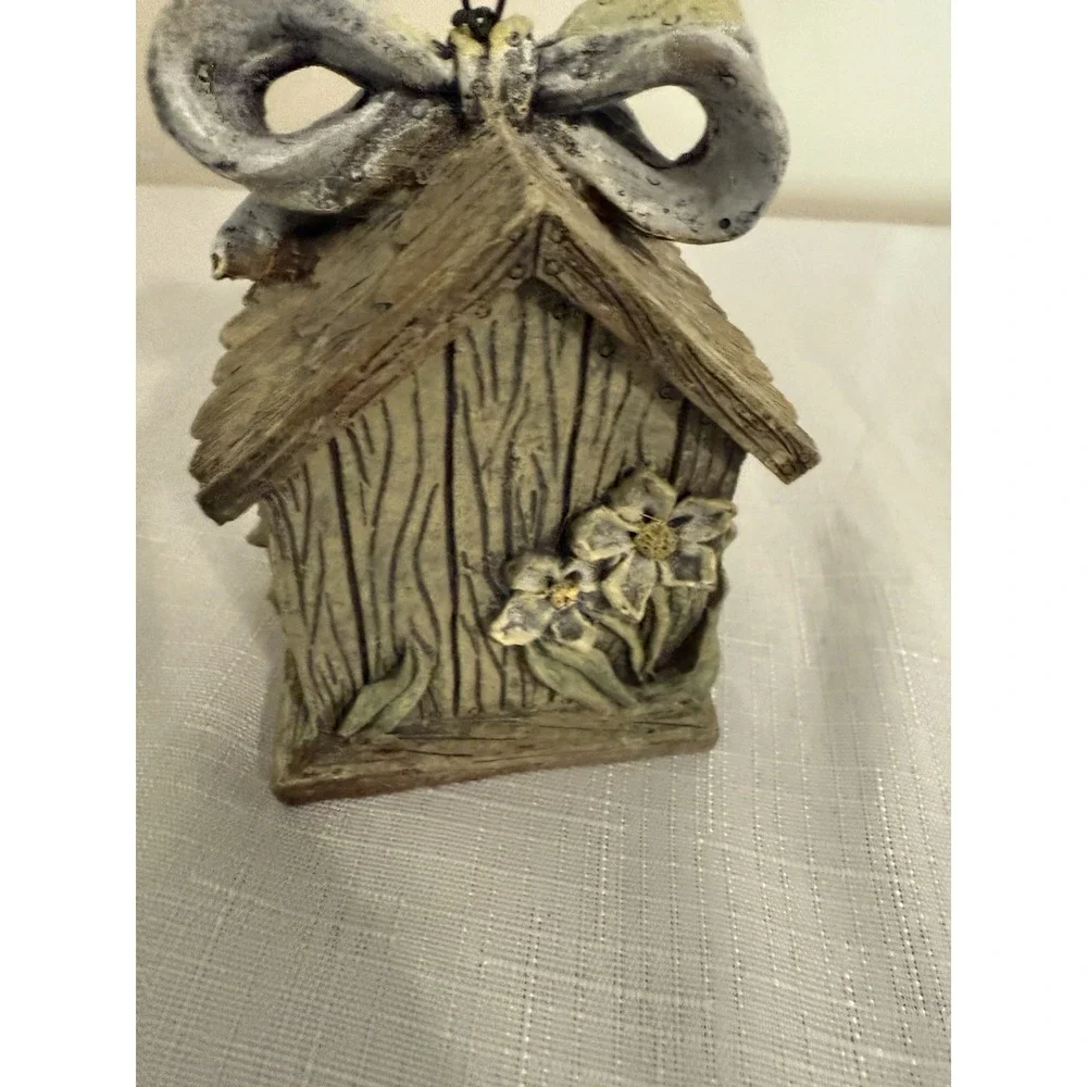 Mini Ceramic Birdhouse With Bow From‎ K's Collection